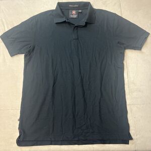 Vintage Victorinox Swiss Army Black Men Large Throwback Cotton Collar Shirt